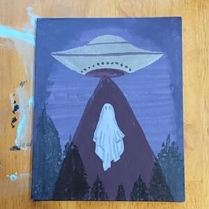 Purple and White UFO Painting Art